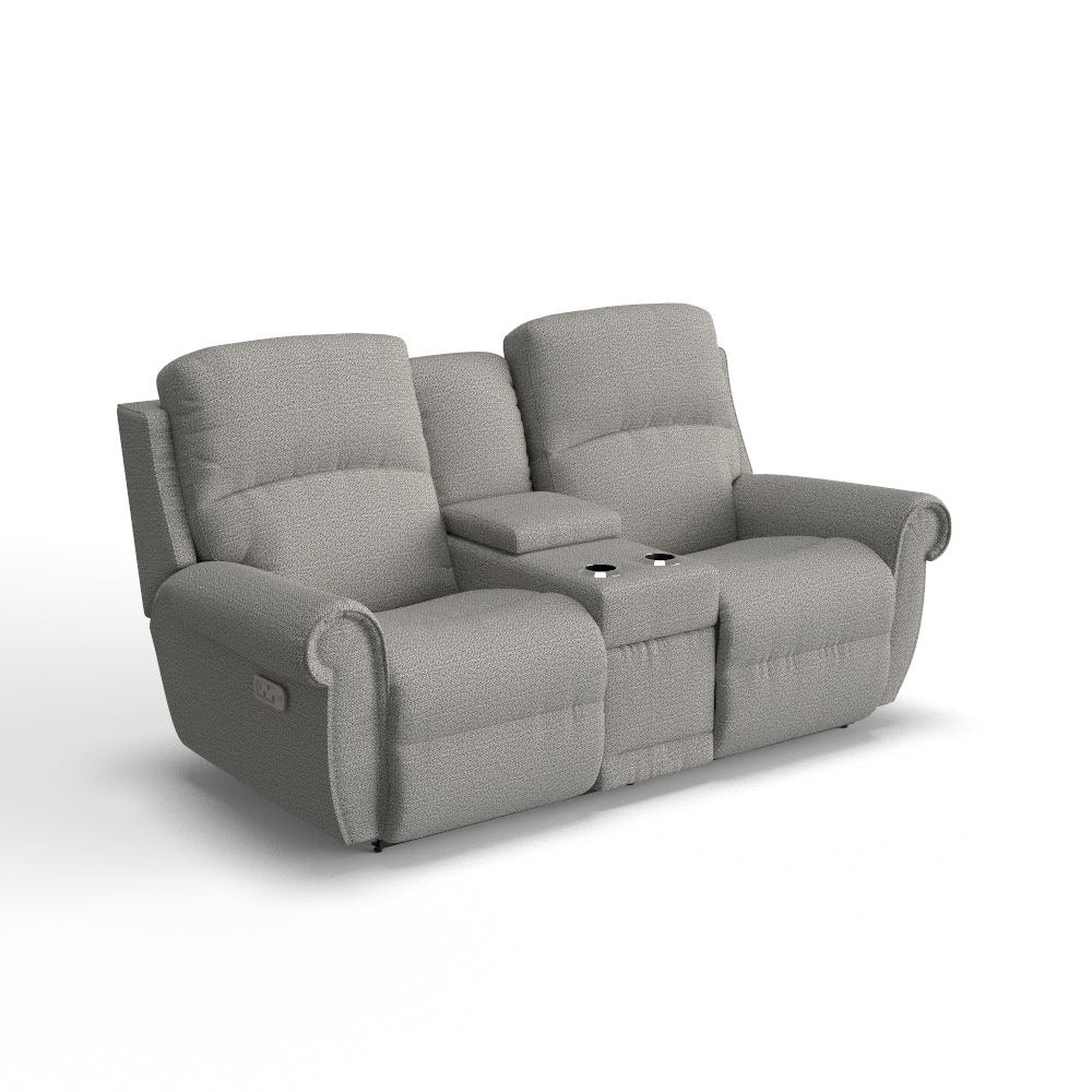 Dutton Power Reclining Loveseat w/ Headrest, Lumbar & Console